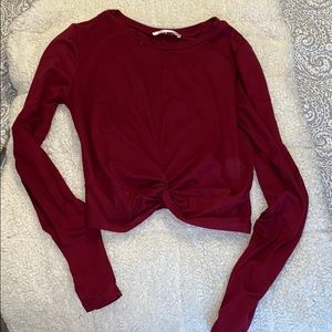 Long sleeve maroon crop top